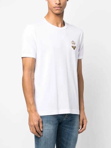 Tricouri Dolce & Gabbana Bee And Crown Embroidered T-Shirt WHITE Barbati (BM 18189982) 3