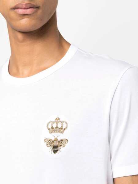 Tricouri Dolce & Gabbana Bee And Crown Embroidered T-Shirt WHITE Barbati (BM 18189982) 5