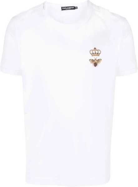 Tricouri Dolce & Gabbana Bee And Crown Embroidered T-Shirt WHITE Barbati (BM 18189982) 1