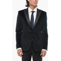 Sacouri Cc Collection Velvet Single-Breasted Blazer With Satin Peak Barbati