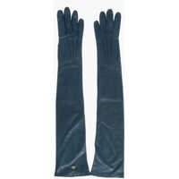 Manusi Solid Color Leather Opera Gloves With Golden Detail Femei