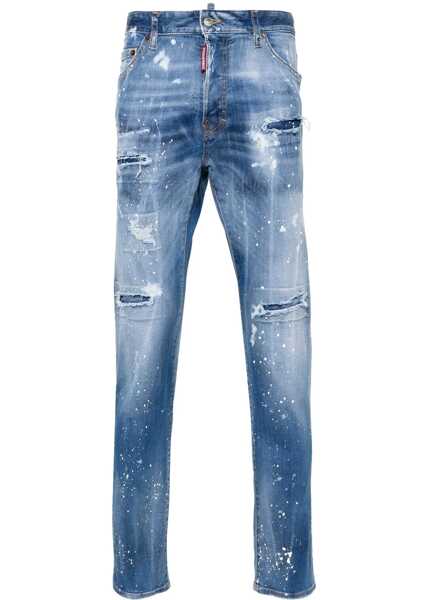 Blugi drepti DSQUARED2 Regular Fit Jeans Splatter Effect 17 Cm Blue Barbati (BM 18190339) 1