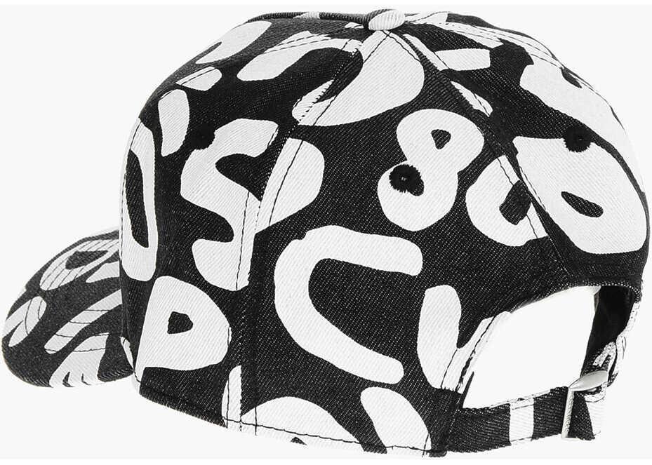 Sepci DSQUARED2 Printed Denim Baseball Cap Pop 80S Black & White Barbati (BM 18190408) 2