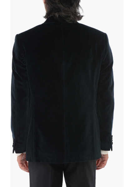 Sacouri CORNELIANI Velvet Single-Breasted Leader Blazer With Satin Peak Lapel Blue Barbati (BM 18190435) 2