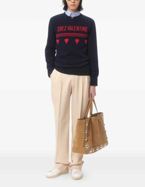 Pulovere Valentino Garavani Chez Valentino Wool Sweater ULTRAMARINE DARK BLU/RASBERRY Barbati (BM 18190522) 2