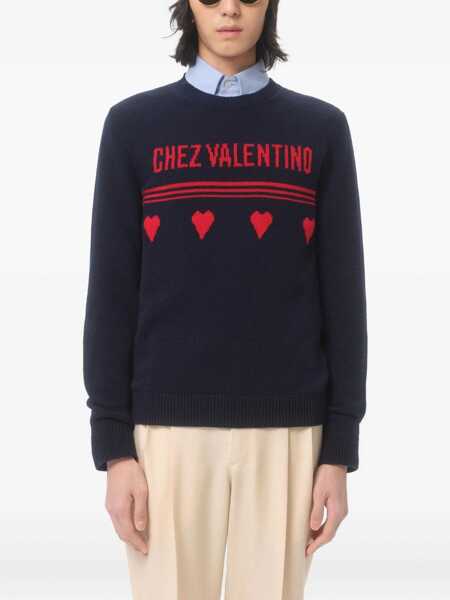 Pulovere Valentino Garavani Chez Valentino Wool Sweater ULTRAMARINE DARK BLU/RASBERRY Barbati (BM 18190522) 3