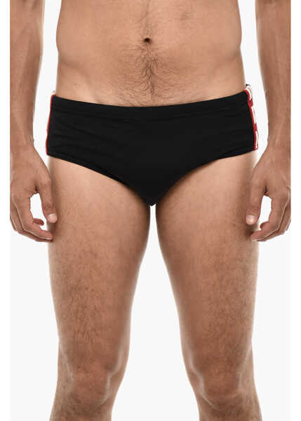 Slipi DSQUARED2 Slip Swimshorts With Logoed Contrasting Bands Black Barbati (BM 18190627) 1