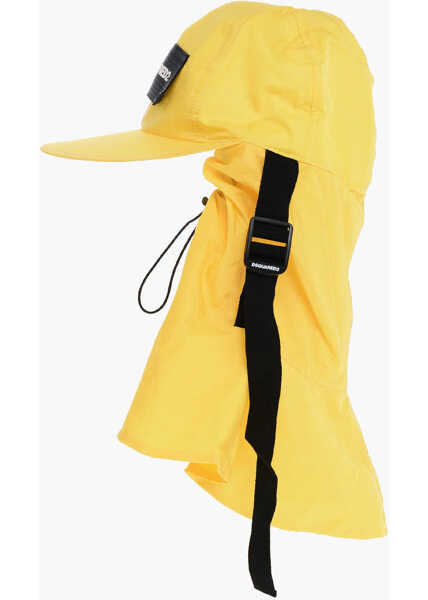 Caciuli DSQUARED2 Nylon Sahara Hat With Drawstrings Yellow Femei (BM 18190645) 3