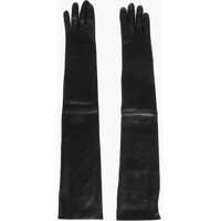 Manusi Solid Color Leather And Tulle Opera Gloves Femei