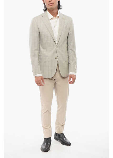 Sacouri CORNELIANI Cc Collection Half-Lined Refined Pinstriped Blazer Beige Barbati (BM 18190684) 4