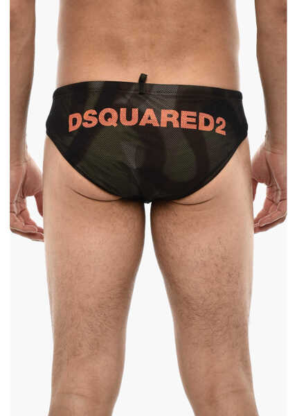 Sorturi de baie DSQUARED2 Slip Swimsuit With Camo Motif Military Green Barbati (BM 18190723) 2