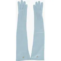 Manusi Solid Color Leather Opera Gloves With Golden Detail Femei