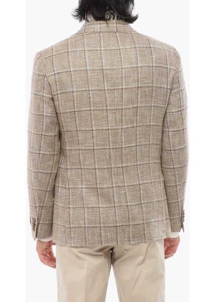 Sacouri CORNELIANI Cc Collection Half-Lined Refined Windowpane Check Blazer Beige Barbati (BM 18190819) 2