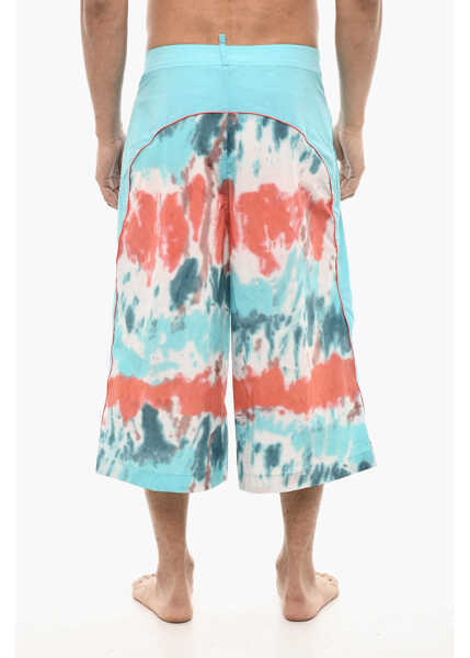 Sorturi de baie DSQUARED2 Maxi Swim Shorts With Tie Dye Print Light Blue Barbati (BM 18190846) 2