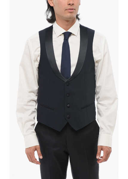 Veste costum CORNELIANI Code Virgin Wool Vest With Satin Detail Blue Barbati (BM 18190852) 1