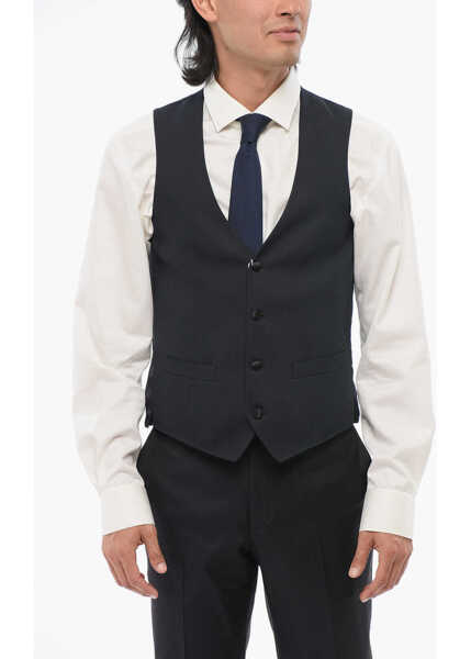 Veste costum CORNELIANI Wool 4 Buttons Vest Blue Barbati (BM 18190879) 1