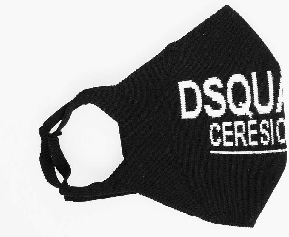 Accesorii de voiaj DSQUARED2 Solid Color Face Mask With Contrasting Logo Black Barbati (BM 18190885) 3