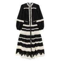 Rochii Zimmermann Black And White Cotton Midi Dress Femei