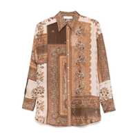 Camasi Zimmermann Brown Silk Bandana Print Shirt Femei