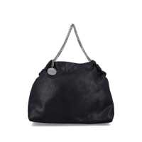 Genti de umar Black Shoulder Bag With Diamond-Like Chain And Logo Charm On The Front In Ecoleather Woman Femei