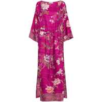 Rochii Pierre-Louis Mascia Silk Kaftan Dress With Aquamarine Print Femei