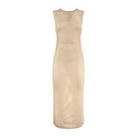 Rochii MC2 Saint Barth Beige Lurex Crochet Mesh Long Dress Femei