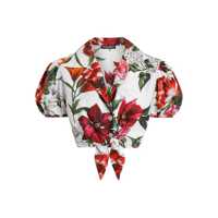 Camasi Dolce & Gabbana Floral Print Cotton Crop Shirt Femei