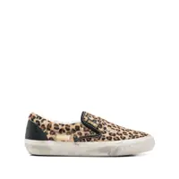 Sneakers Brown Low Top Sneakers With Embossed Logo On The Heel And All-Over Leopard Motif In Leather Woman Femei