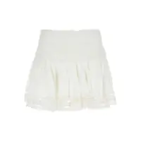 Fuste 'Violana'White Miniskirt With Pleated Details And Scallop Hem In Linen And Cotton Blend Woman Femei