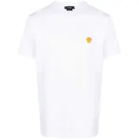Tricouri White Crewneck T-Shirt With Medusa Embroidery On The Front In Cotton Man Barbati