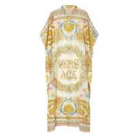 Rochii Versace Dama - Rochii Versace Multicolor Dress With Pointed Collar And All-Over Underwater Barocco Print In Silk And Cotton Woman MULTICOLOR Femei (BM 18199410) - B-mall.ro