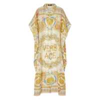 Rochii Multicolor Dress With Pointed Collar And All-Over Underwater Barocco Print In Silk And Cotton Woman Femei