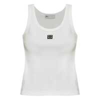 Topuri White Sleeveless Top With Round Neck And Logo Embroidery On The Front In Cotton Woman Femei