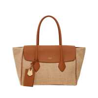Genti de umar 'Florence' Brown Shoulder Bag With Embossed Logo Lettering On The Front And Pendant With Logo On The Front In Leather And Fabric Woman Femei