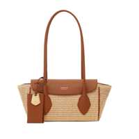 Genti de umar 'Florence' Brown Shoulder Bag With Embossed Logo Lettering On The Front And Pendant With Logo On The Front In Leather And Fabric Woman Femei