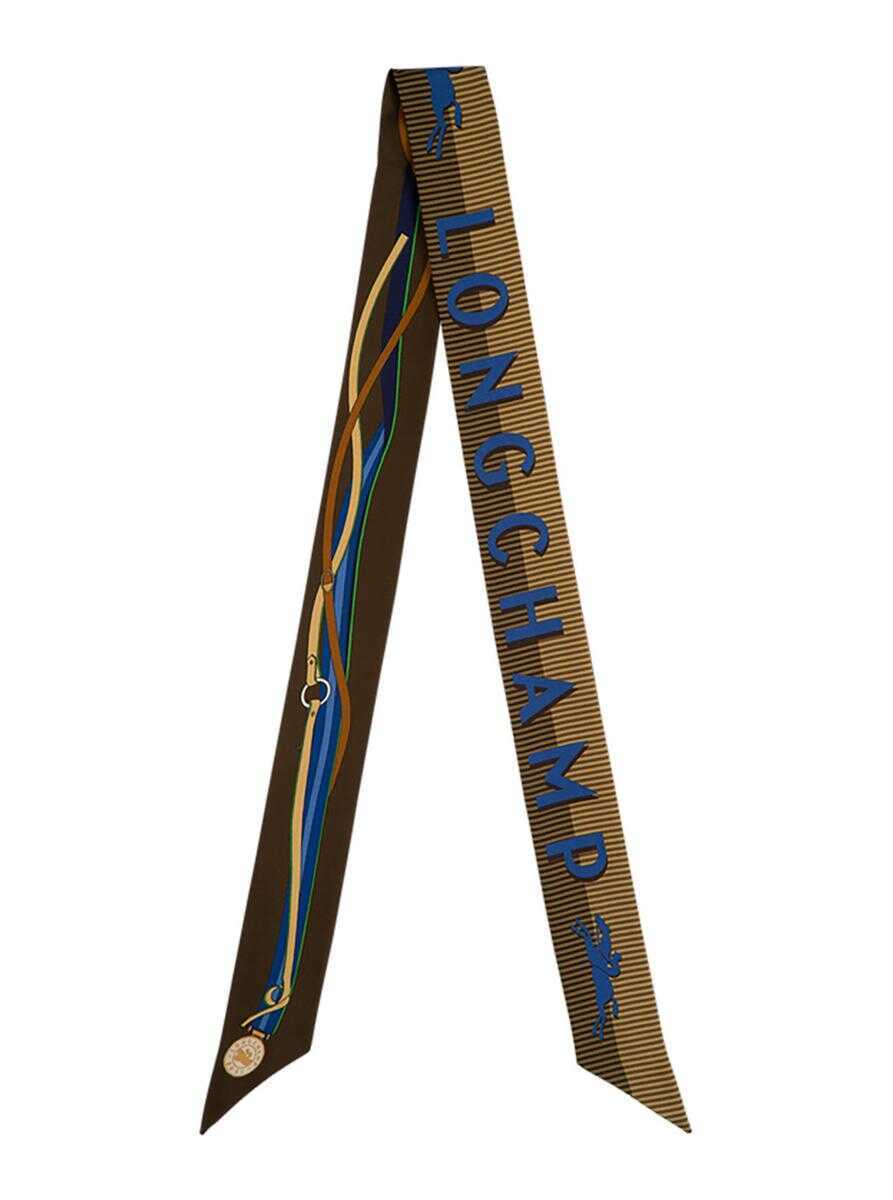 Esarfe Longchamp Green Scarf With Logo Lettering Print In Silk Woman GREEN Femei (BM 18200685) 1