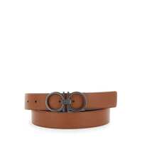 Curele Salvatore Ferragamo Beige Reversible Belt With Gancini Buckle Closure In Grained Leather Man