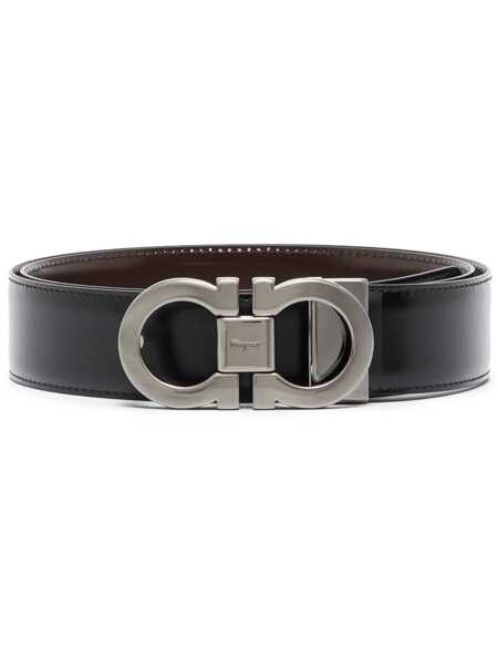 Curele Salvatore Ferragamo Salvatore Ferragamo Gancini Reversible Leather Belt Black Barbati (BM 18201051) 1