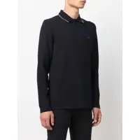 Tricouri Polo Emporio Armani pentru Barbati - Tricouri Polo Emporio Armani Blue Long Sleeve Polo Shirt With Logo Embroidery In Stretch Cotton Man BLUE Barbati (BM 18201789) - B-mall.ro