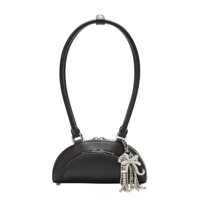 Genti de mana Self-Portrait Mini Black Leather Charm Crossbody Bag Femei