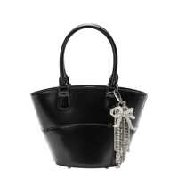 Genti de mana Self-Portrait Black Leather Charm Tote Femei