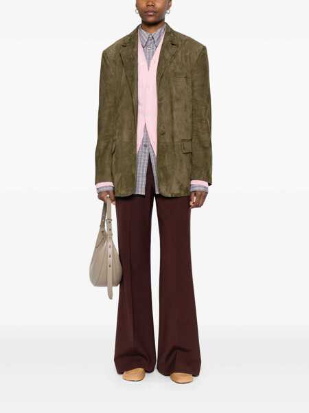 Geci Marni Green Single-Breasted Jacket With Notched Revers And Logo Patch On The Rear In Suede Woman GREEN Femei (BM 18203103) 2