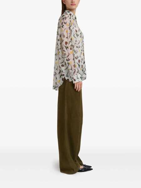 Pantaloni casual Marni Green Pants With Wide Leg And Logo Patch On The Rear In Suede Woman GREEN Femei (BM 18204477) 3