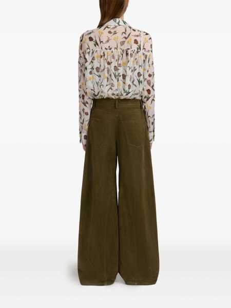 Pantaloni casual Marni Green Pants With Wide Leg And Logo Patch On The Rear In Suede Woman GREEN Femei (BM 18204477) 4