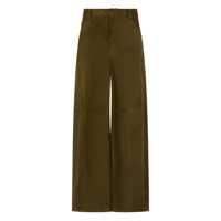 Pantaloni casual Green Pants With Wide Leg And Logo Patch On The Rear In Suede Woman Femei