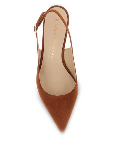 Pantofi cu toc Stuart Weitzman Brown Slingback Pumps With Medium Sculpted Heel In Suede Woman BROWN Femei (BM 18204759) 4