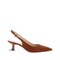 Pantofi cu toc Brown Slingback Pumps With Medium Sculpted Heel In Suede Woman Femei