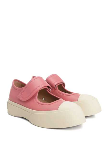 Sneakers Marni Mary Jane Pink Sandals With Touch-Strap Closure And Logo Patch On The Rear In Leather Woman PINK Femei (BM 18204786) 2