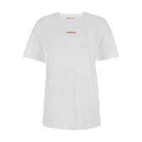 Tricouri White Crewneck T-Shirt With Logo Patch On The Front In Cotton Woman Femei