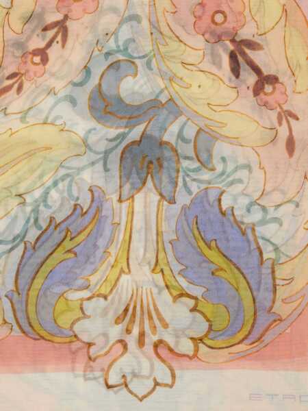 Esarfe ETRO Multicolor Rectangular Scarf With All-Over Floral Motif And Logo Patch On The Side In Silk Woman MULTICOLOR Femei (BM 18205029) 3